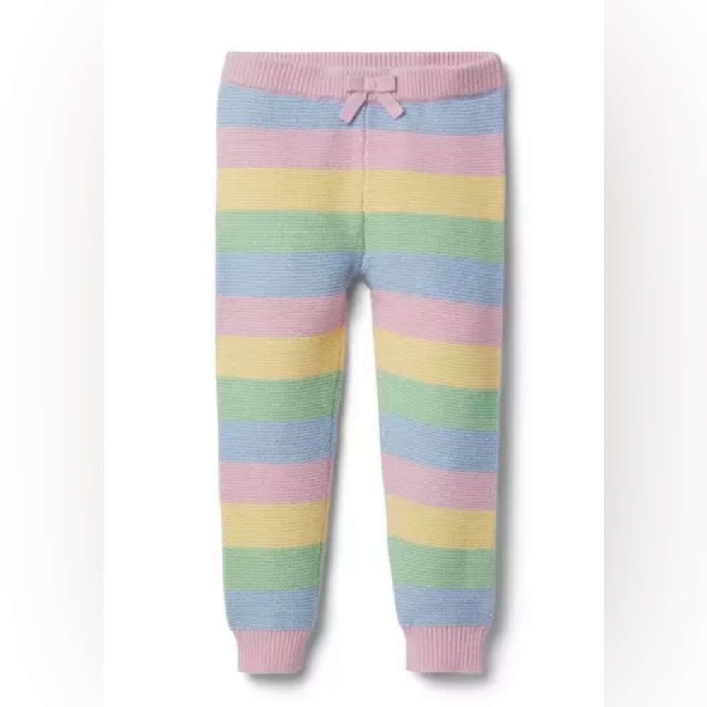 Janie and Jack Girls 10 Pastel Striped Sweater Jogger Pants Rainbow Knit NWT